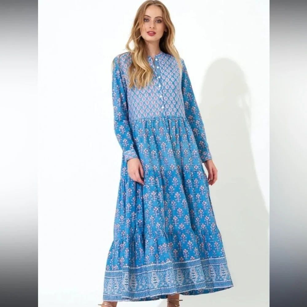 Oliphant Sky Blue Floral Maxi Dress - Picture 4 of 15